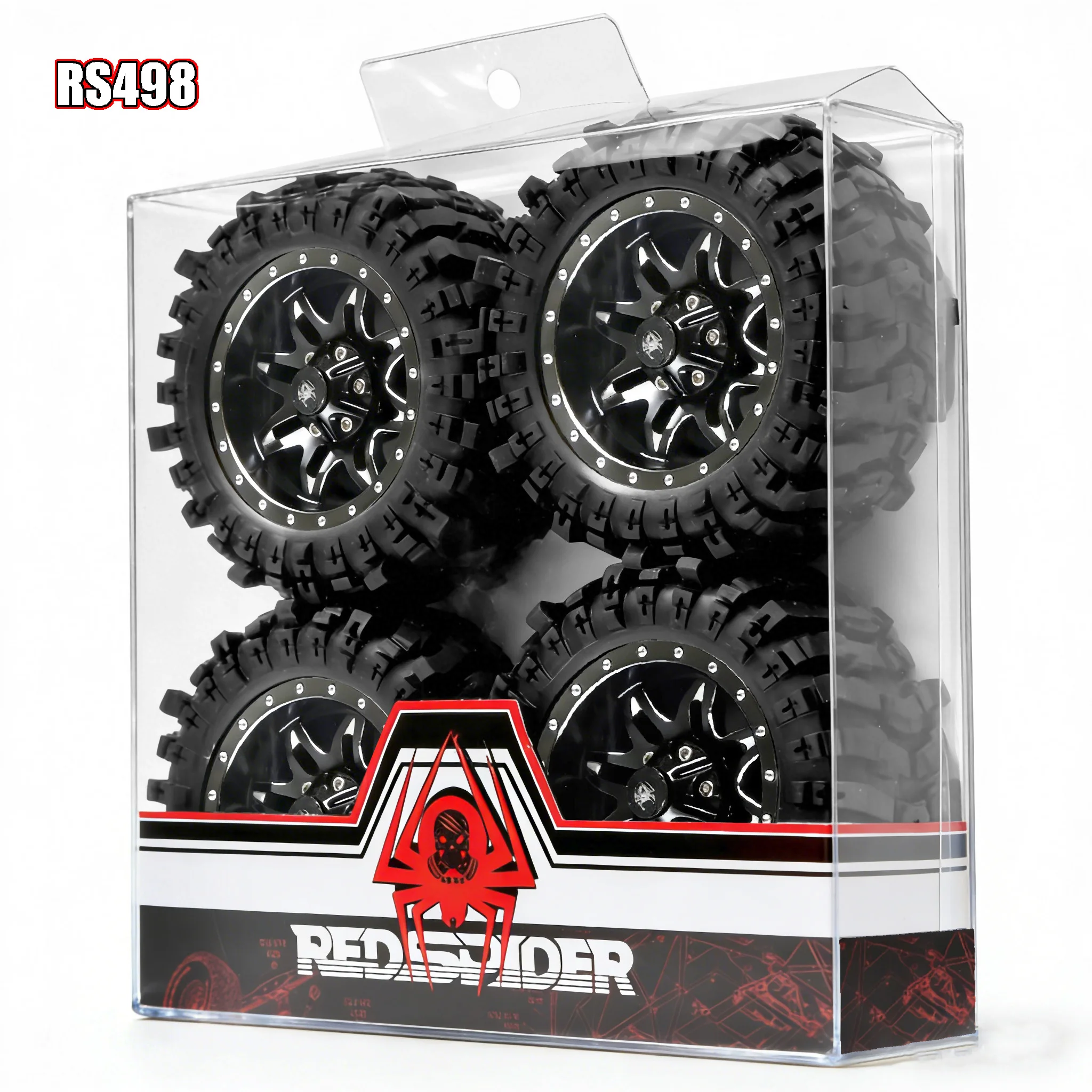 

RED SPIDER 4PCS 85mm Metal 1.9" Beadlock Wheel Rim Rubber Tire Set for 1/10 RC Crawler Car Axial SCX10 Wraith RR10 Capra Traxxas