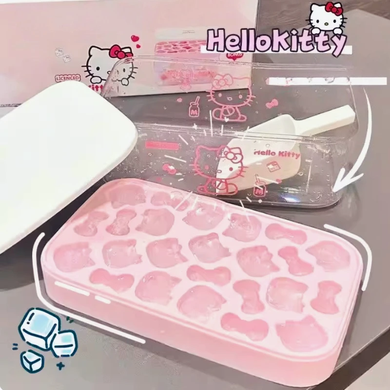 Hello Kitty Ice Cube Mold, Food-Grade Silicone  Tray with Cartoon Ice Storage Box
