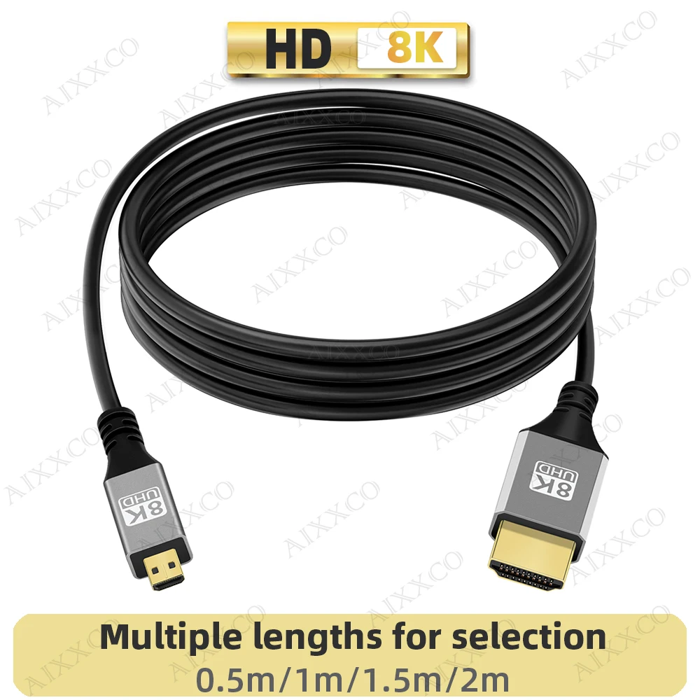 Kabel AIXXCO Micro HDMI 2.1 8K 60Hz do Raspberry Pi 4 GoPro Hero 7 Black Hero 5 4 6 Kamera do laptopa HDTV