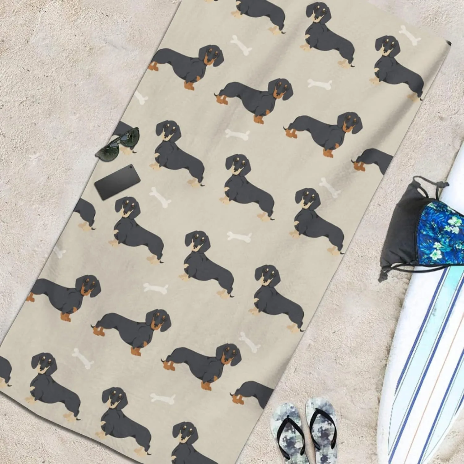 Duchshund pattern Beach Towel for Family stuffs friends Gifts Quick-Dry For Bath Yoga Tourism Beach GYM Camping Swimming towel