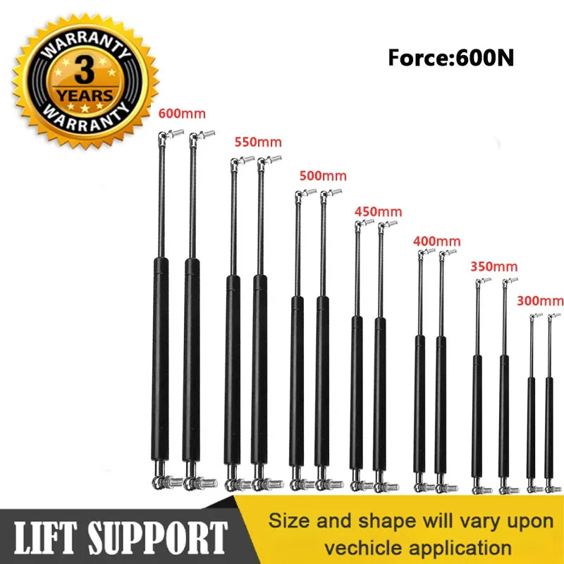 QTY(2) 범용 가스 용수철 리프트 지지대 자동차 캐러밴 문짝 윈도우 해치 보트 버스 스트럿 바, 600N 300, 350, 400, 450, 500, 550, 600mm