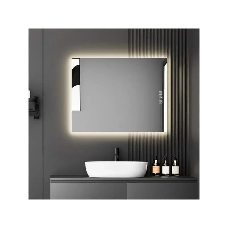 

36 x 28 LED Bathroom Mirror with Bright Backlight, 5 Min Defog, Full HD Reflection, Wall Mounted, 3 Color Stepless Dimming,