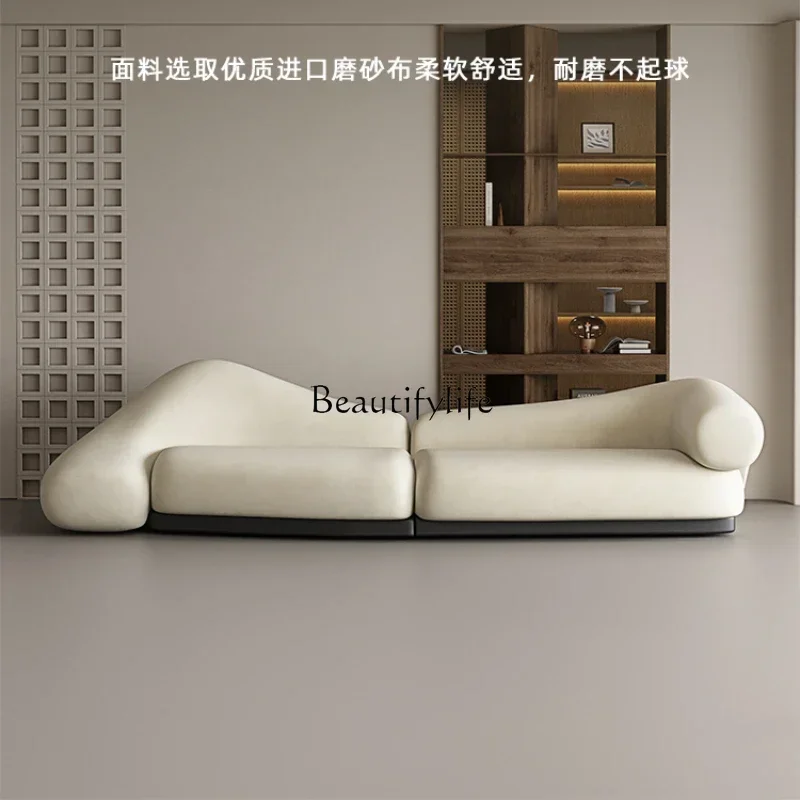 Italian Minimalist Sofa Straight Row Small Apartment Living Room French Style