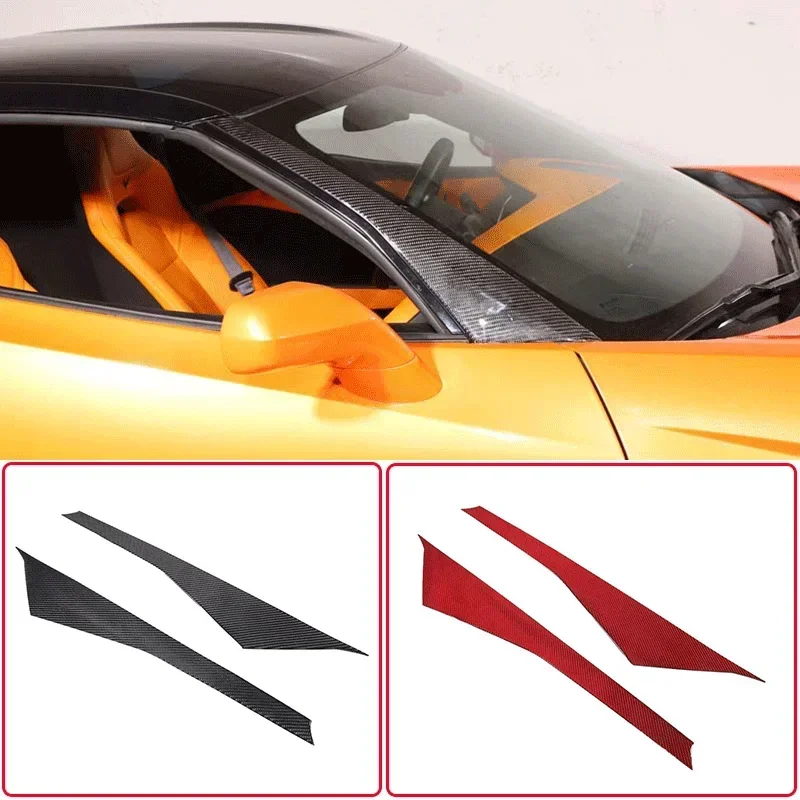 For 2014-2019 Chevrolet Corvette C7 Soft Carbon Fiber Car Styling Car A-pillar Panel Decorative Cover Sticker Car Exterior Parts