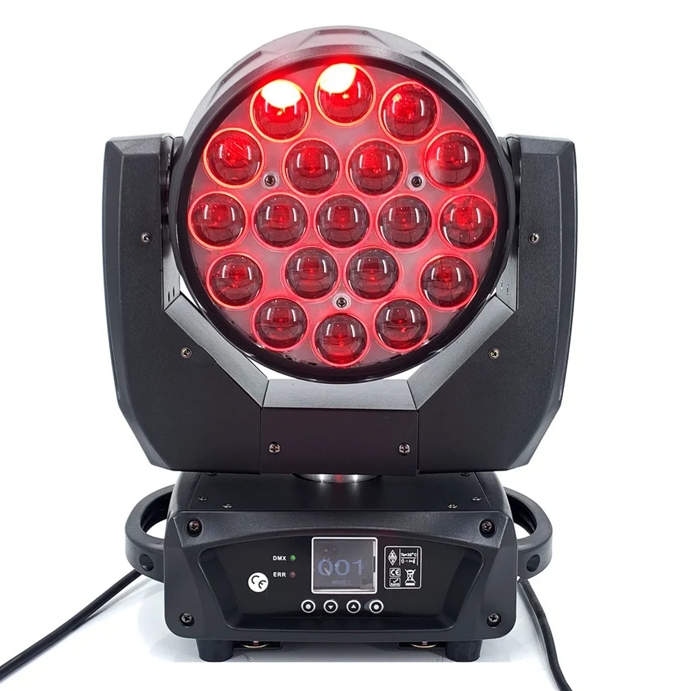 led moving head light rgbw feixe de lavagem luz zoom dj bar maquina de palco dmx512 zoom feixe controle de circulo 19x15w profissional 01