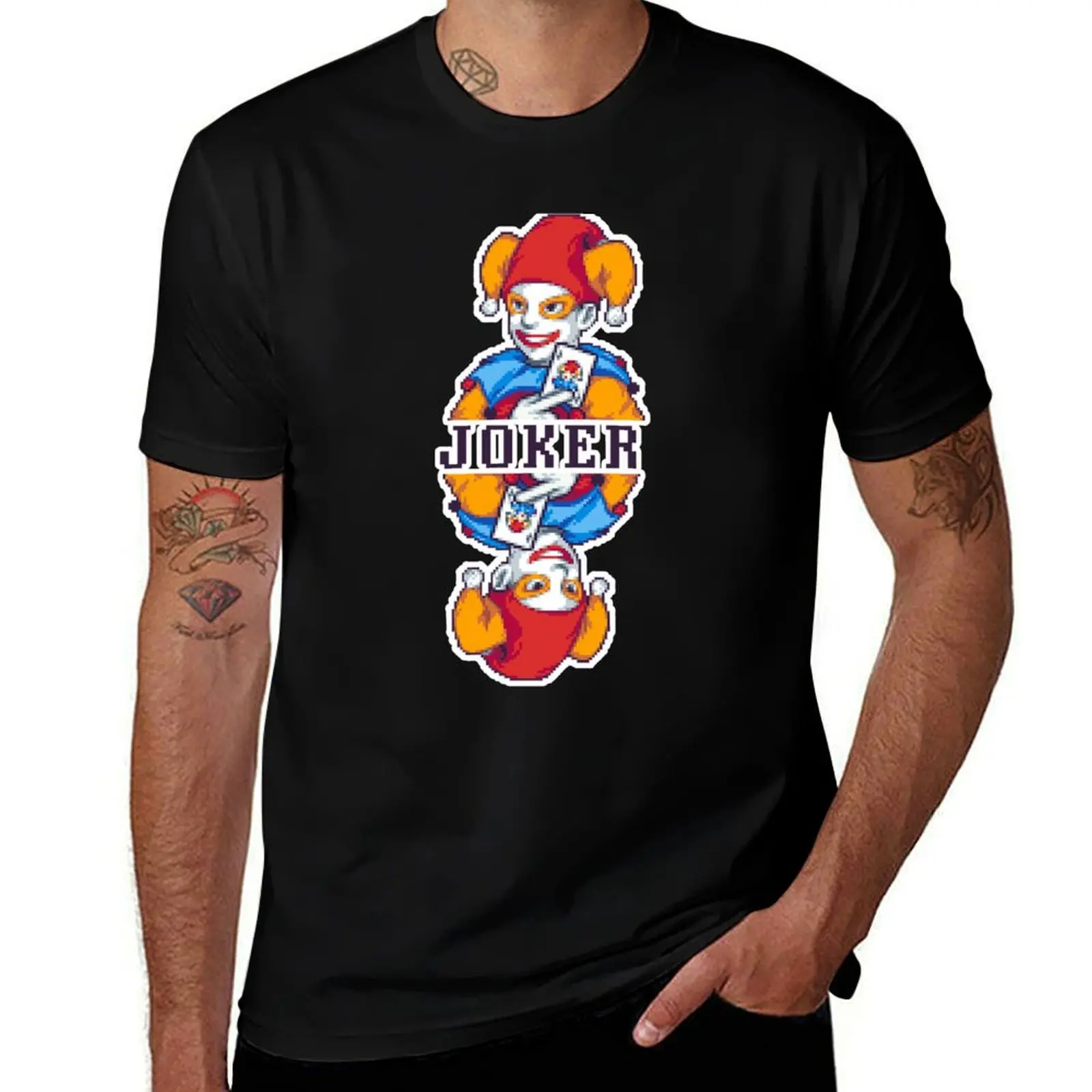 Joker Card Layout T-Shirt Simple Line Art Print Tee T-Shirt