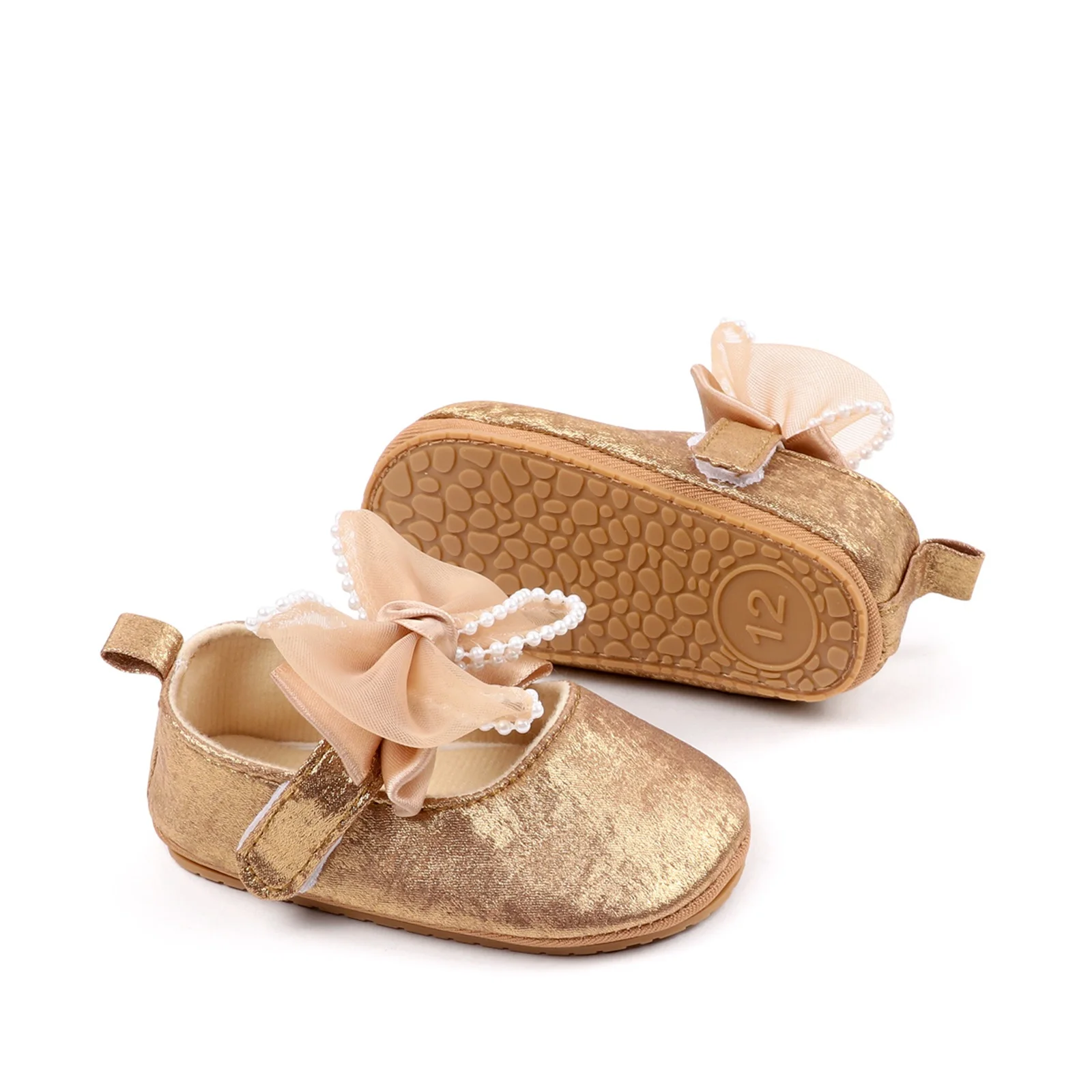 0-18months Baby Girl Spring Flats Shoes Pearl Bow Mary Jane Shoes  for infant girls daily casual princess shoes