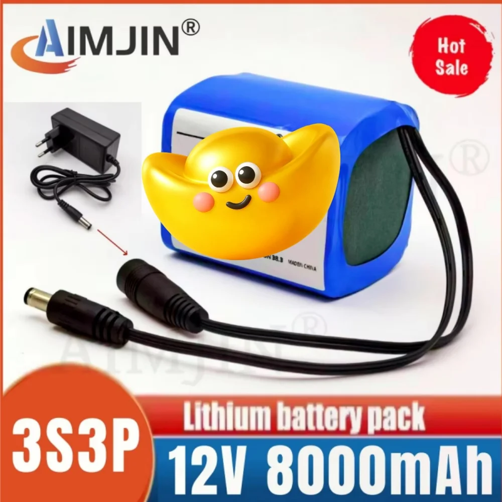 

12 В 3S3P 8,0 Ач 18650 литий-ионный аккумулятор с зарядным устройством постоянного тока 12,6 В для электроники