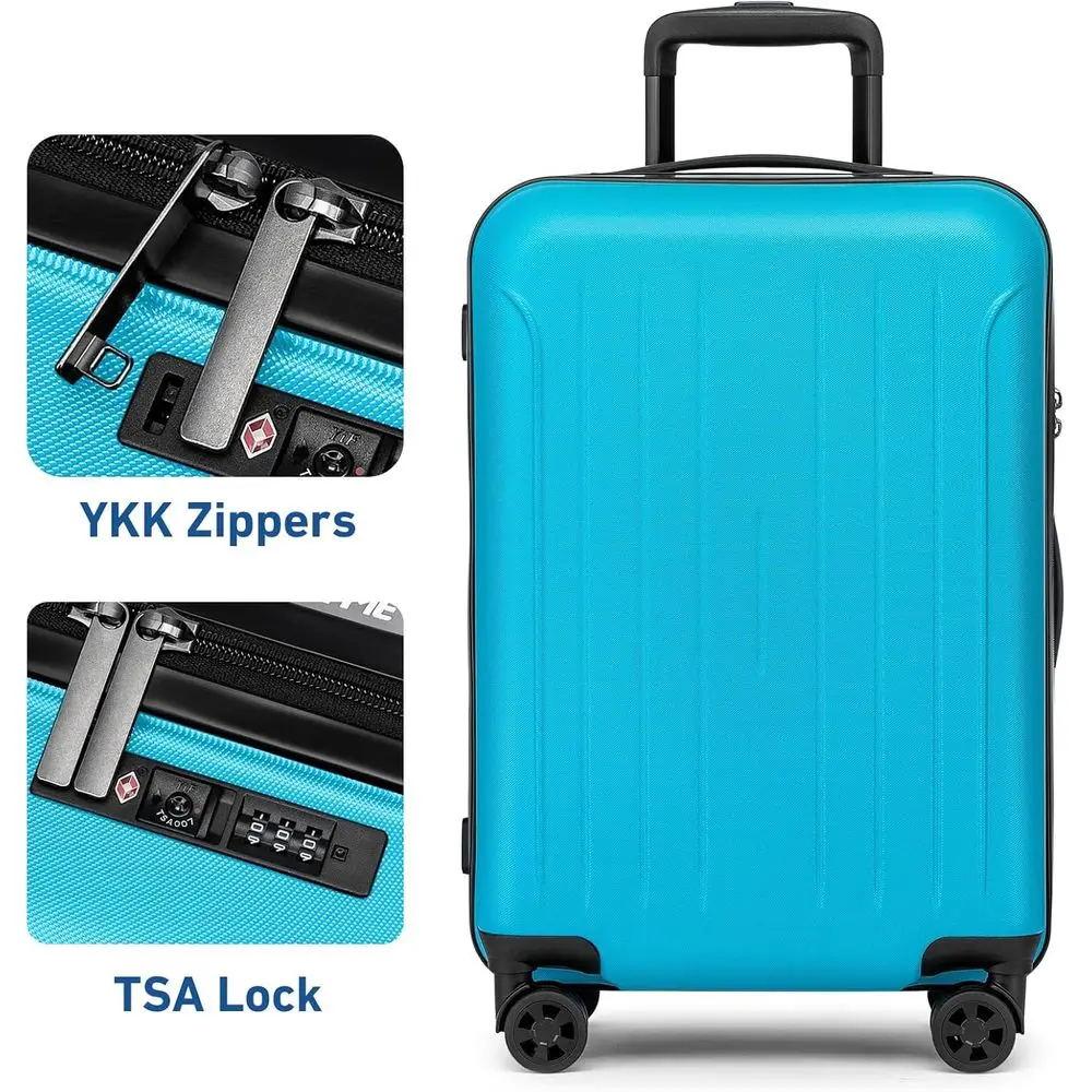 24 Medium Lightweight Hardshell Spinner Suitcase with TSA Lock, Ocean Blue