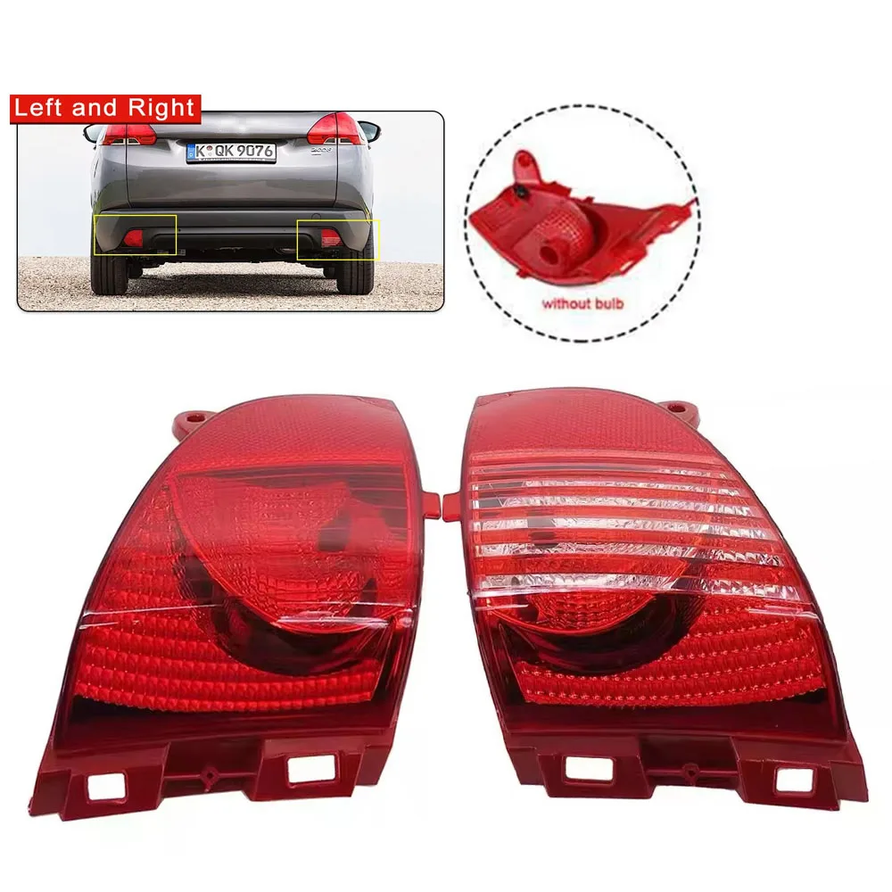 

For Peugeot 2008 A94 2013~2019 Rear Bumper Brake Reflector Light Warning Fog Lamp Driving Taillight Red Lens Car Accessories
