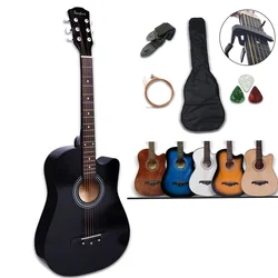 38 Inch Colour Acoustic Guitar Travel Folk Guitarra 6 Steels String Guitar with Bag Pick Capo Tuner Factory Direct Hot Sale AGT