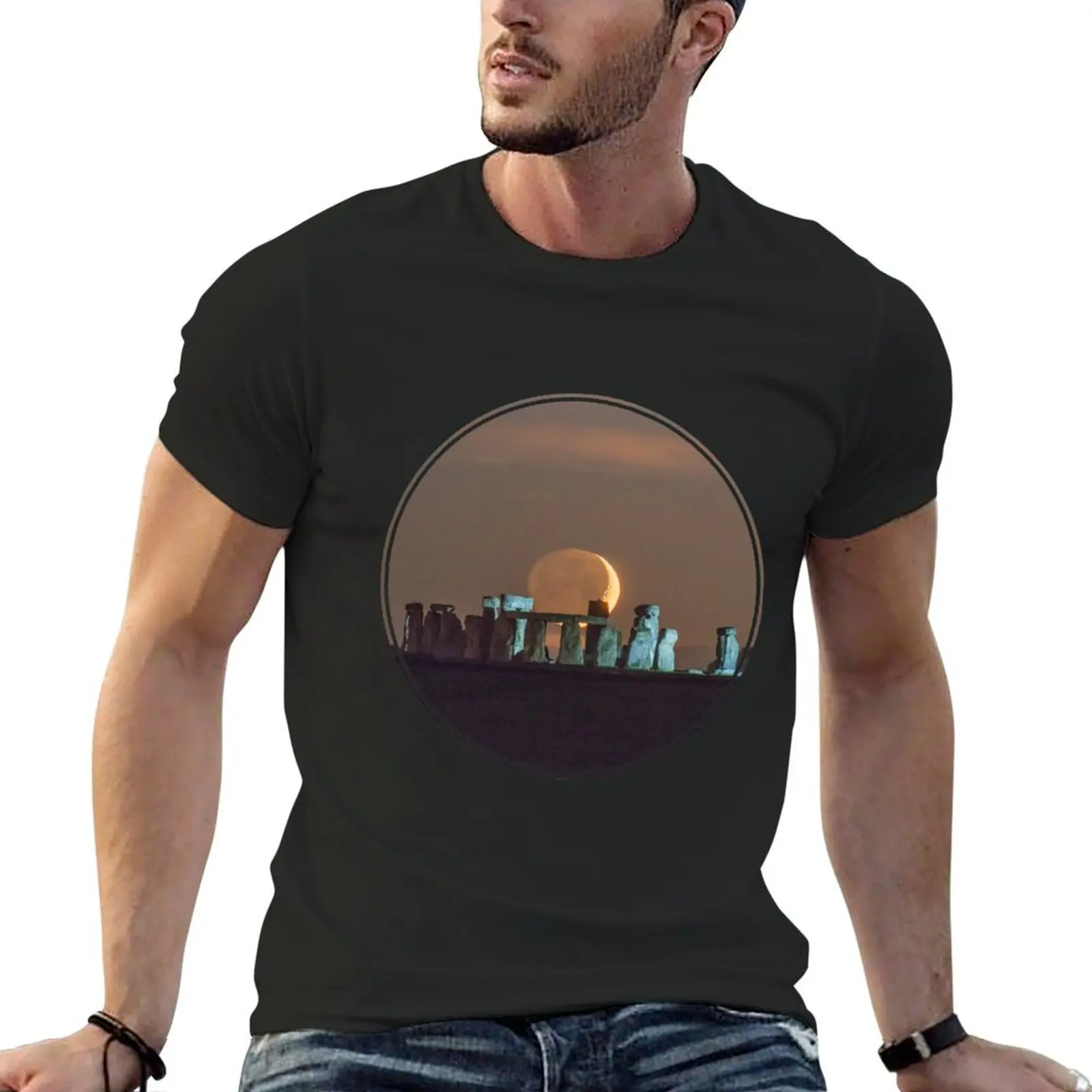 Moonset over Stonehenge T-Shirt designer shirts quick-drying oversized t shirt men