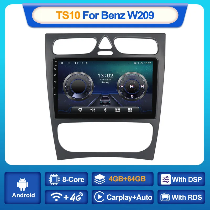 Intelligent central control vehicle navigation all-in-one 4+64G Carplay Android system 8 core Mercedes W209 model navigation