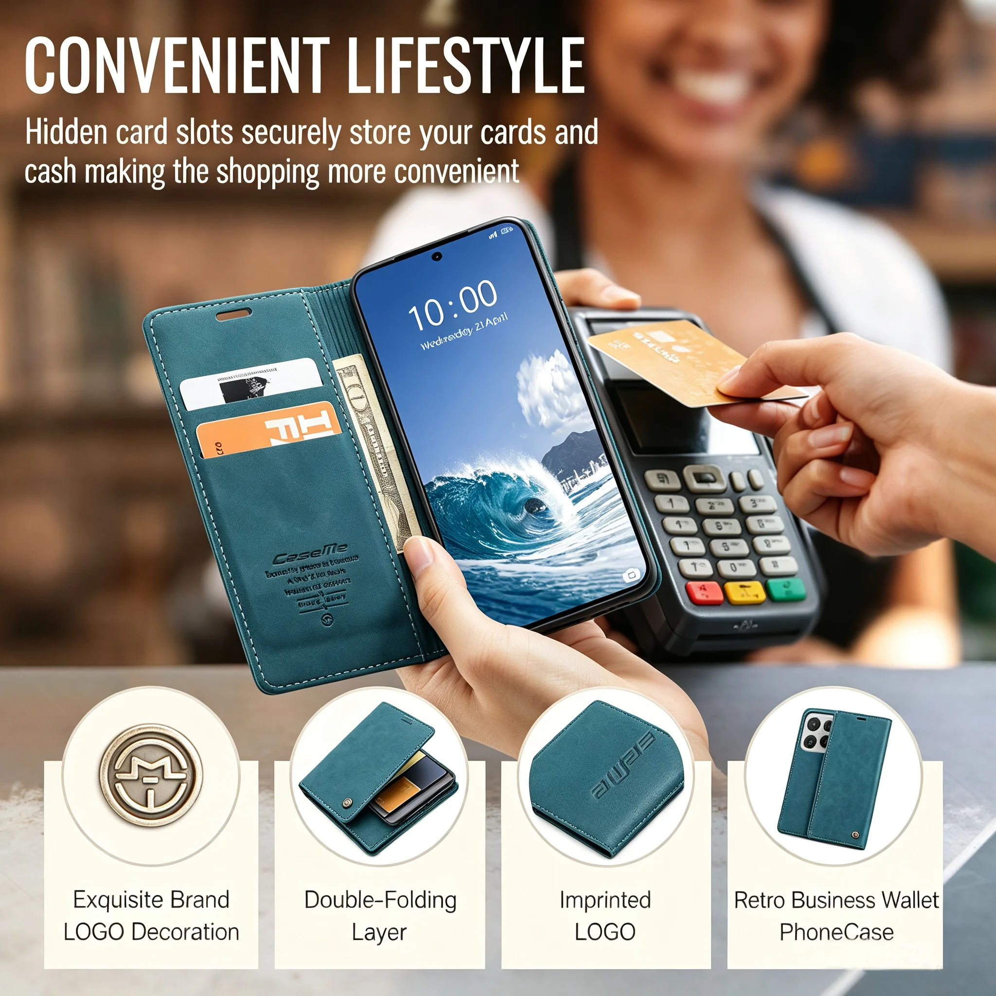 CaseMe-013 For Xiaomi Mi 15T 15T Pro , Book Style Luxury Magnetic Flip PU Leather Wallet Case Card Slots Holder Cover Protection