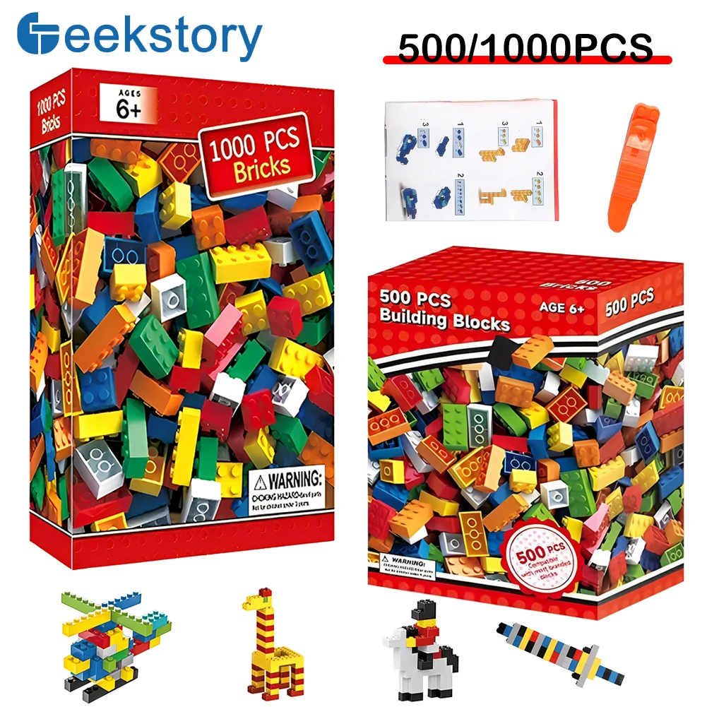 500/1000 قطعة اللبنات السائبة حزمة الطوب الملونة الطوب الكلاسيكي DIY بها بنفسك الإبداعية التعليمية تجميع لعبة متوافق Legoeds