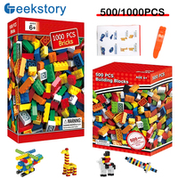 500/1000pcs Building Blocks Bulk Pack Colorful Bricks Classic Bricks DIY Creative Educational Assemble Toy Compatible Legoeds