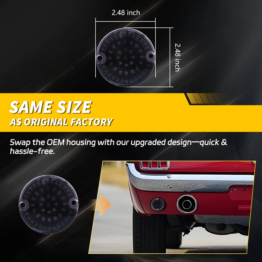 2Pcs Rear Brake Reverse Light Tail Light Backup Light W/LED For 1964 1965 1966 1967 1968 Ford Mustang 1967 1968 Mercury Cougar view 3
