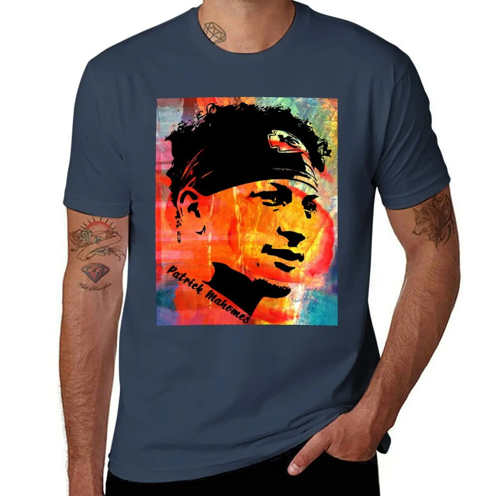 

Abstract Art Painting Mahomes T-Shirt Simple Casual Short Sleeve Cotton T-Shirt