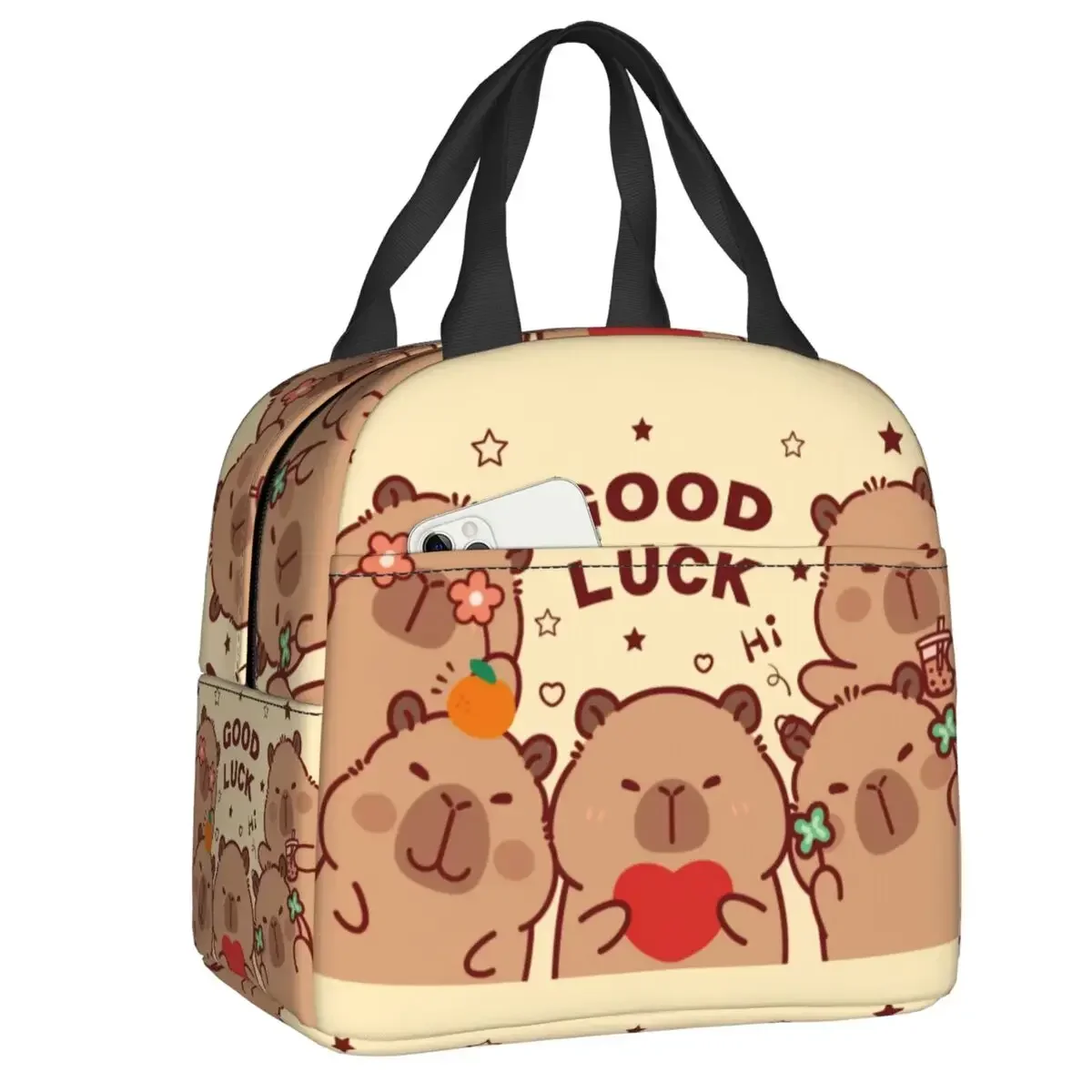 Custom Capybara Portable Lunch Box for Women Leakproof Thermal Cooler Food Insulated Lunch Bag School Children Student
