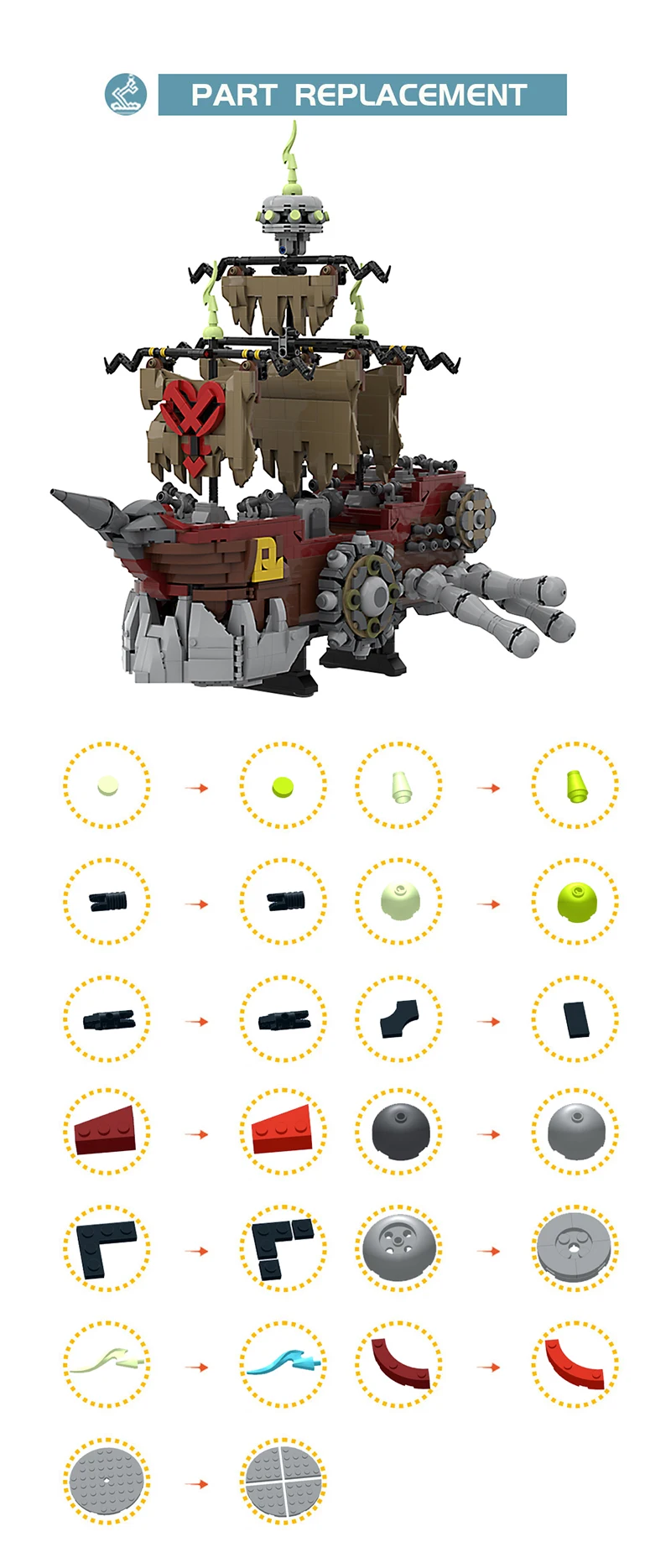 Bricklink Ideas Game MOC Kingdom Pirate Ship Gummi Heartless Ghost Boat Sets Building Blocks Kid Toys Christmas Gift - view 6