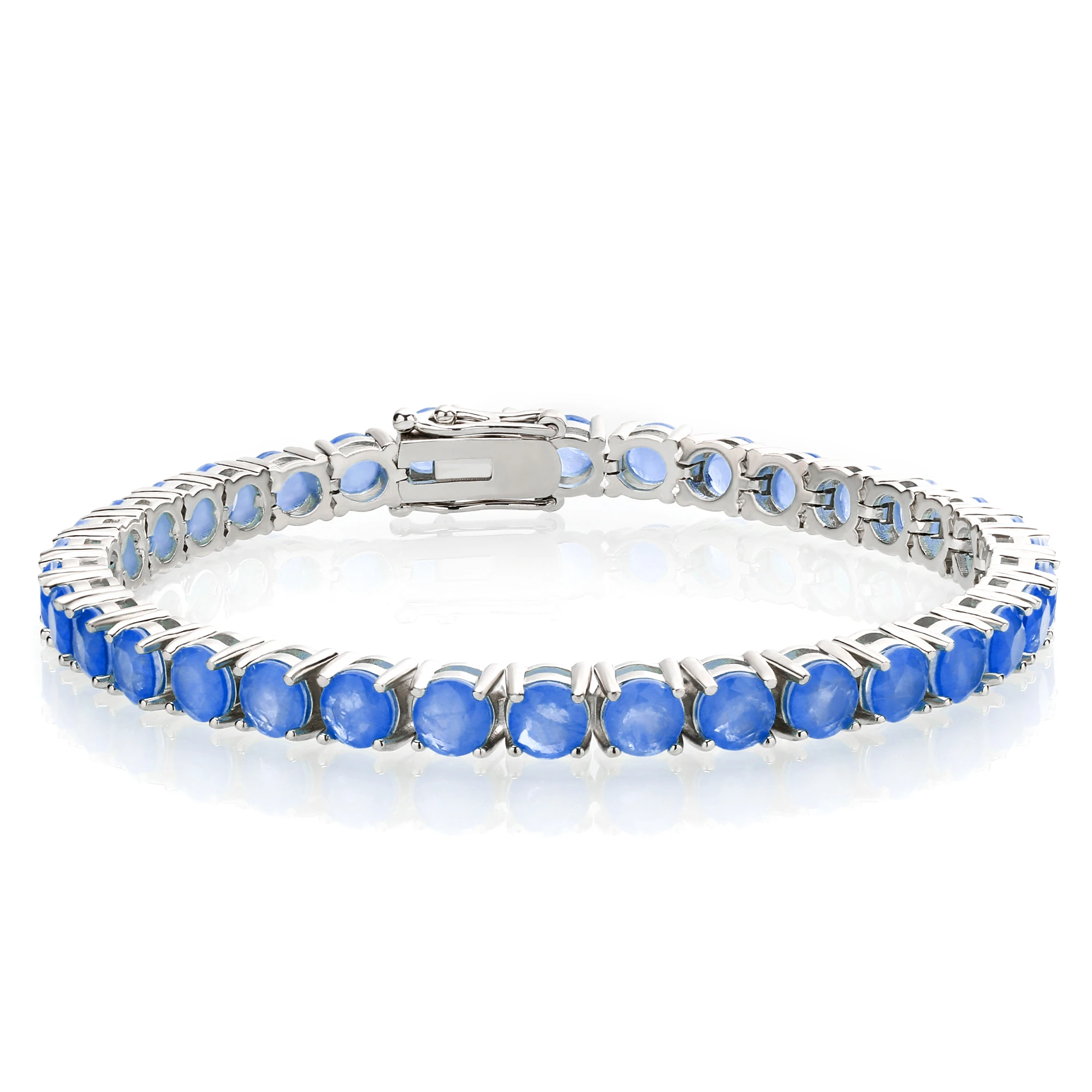 

Vientiane Jewelry Fusion Tennis Bracelet Blue - White Gold Plated Round Double Stone Tennis Bracelet
