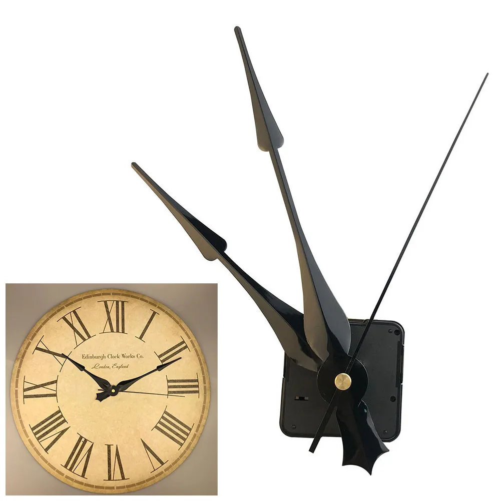 Clock Motor Mechanism Home Living Room Accessory Black DIY Hands Repair Kit Large Movement Wall Quartz Clocks PVC