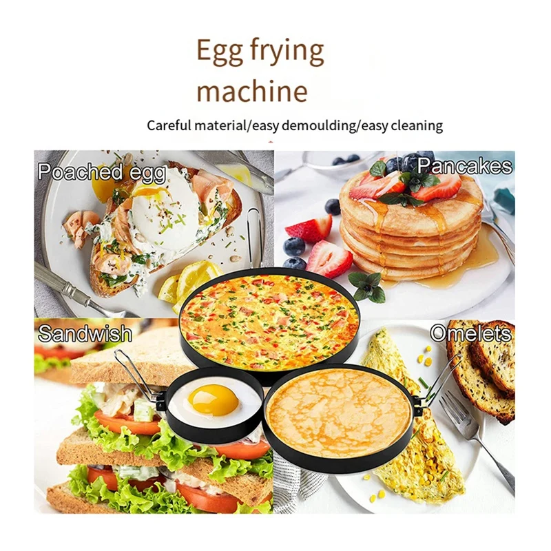 3 Packs Egg Rings Round Egg Rings Mold For Griddle Frying Egg 3.5 Inch Egg Ring 6 Inch Pancake Mold 8 Inch Omelet Ring Non-Stick