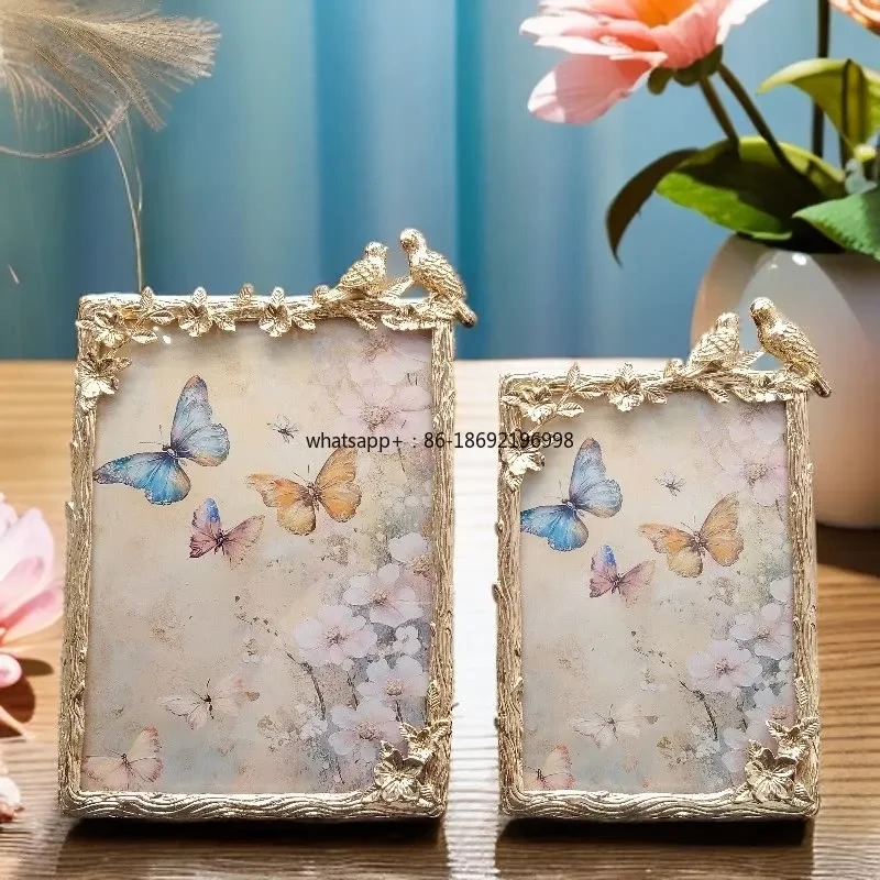 Light Luxury Photo Frame Table 6-inch 7-inch Photo Picture Frame, Bedroom Ornament Creative Magpie Dengmei Soft Image Rack