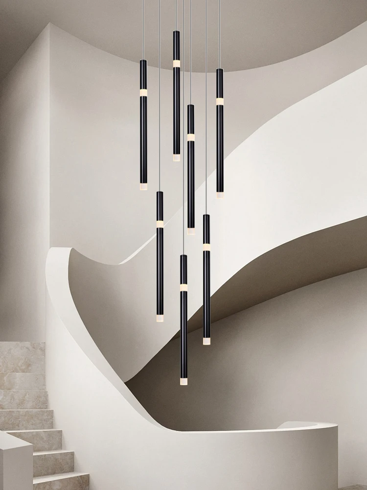 Nordic Style Long Chandelier Hanging Villa Staircase Pendent Lamp Suitable For Living room Dining room Pendant Indoor Lighting