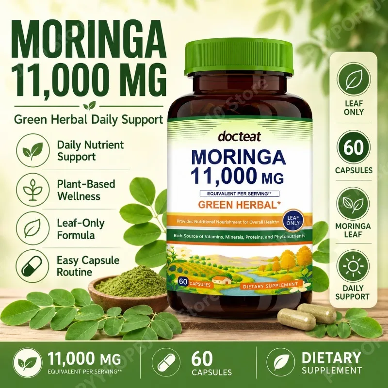 

Moringa 11000mg Green Herbal Daily Support Leaf Only Formula 60 Capsules