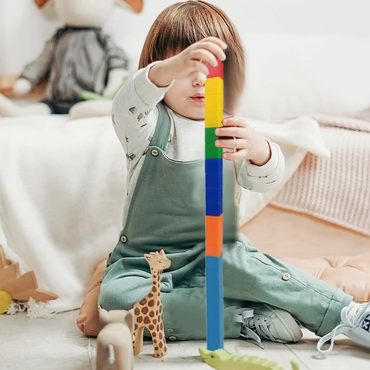 Cubi di conteggio dei manipolatori matematici, blocchi numerici educativi, attività di apprendimento della scuola materna Cubi matematici, set di 100 blocchi numerici