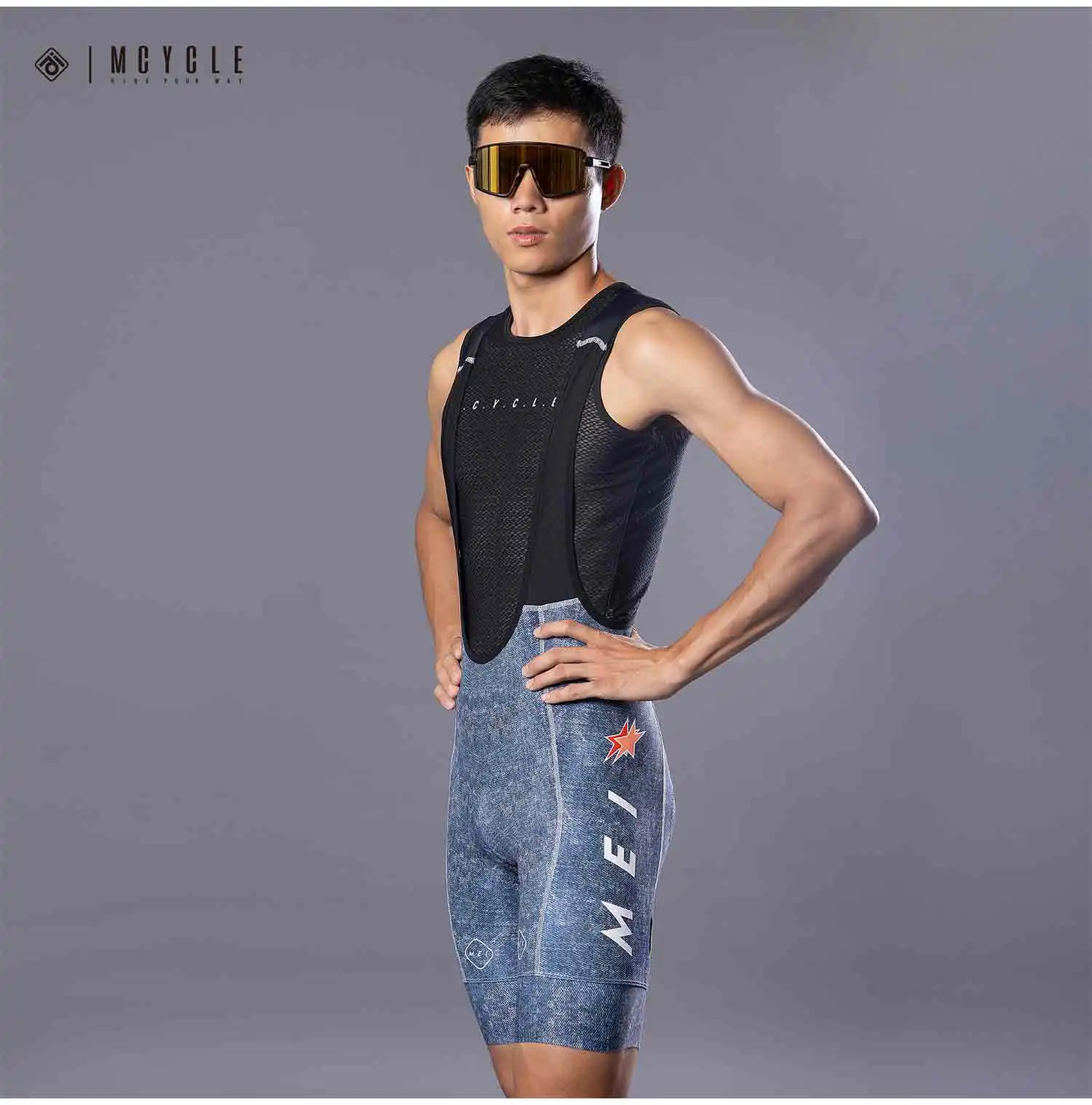Mcycle Heißer Verkauf Fahrrad Trägerhose Neues Design Hoch taillierte Fahrradshorts für Männer Atmungsaktive gepolsterte Trägerhose Radfahren – Detail 18