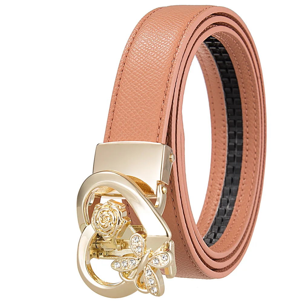 Nowy damski pasek ze stopu z automatyczną klamrą, z mikrofibry, ażurowy, do jeansów, ozdobny łańcuszek na talię, lekki luksus, uniwersalny design.