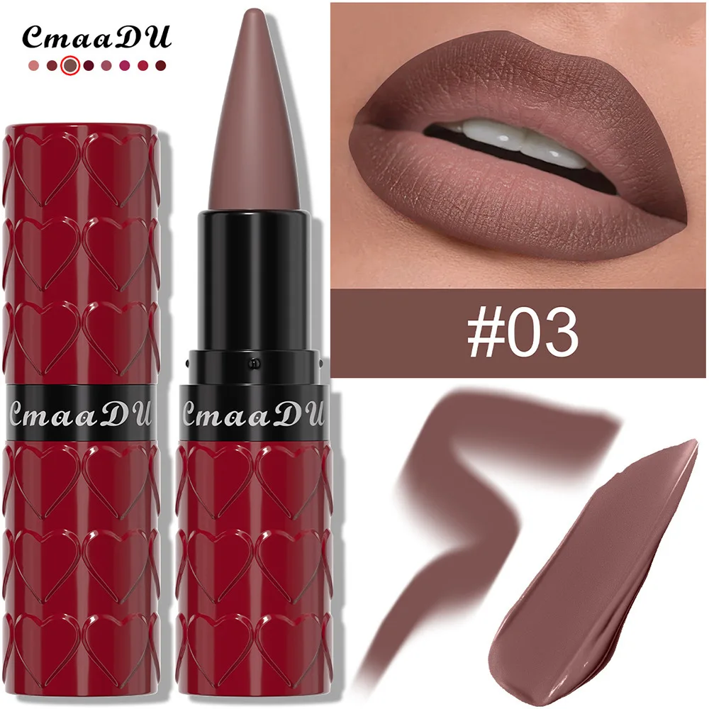 8-kolorowa szminka w kształcie serca, długotrwały matowy konturówka do ust, niełatwo się zmywa, poprawia kształt ust