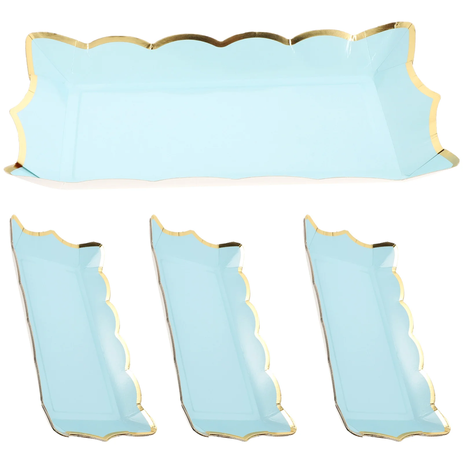 

4pcs Rectangle Cardboard Serving Platters BBQ Tray Set Cardboard Trays Serving Platters Paper for Parties Food Dessert Plates