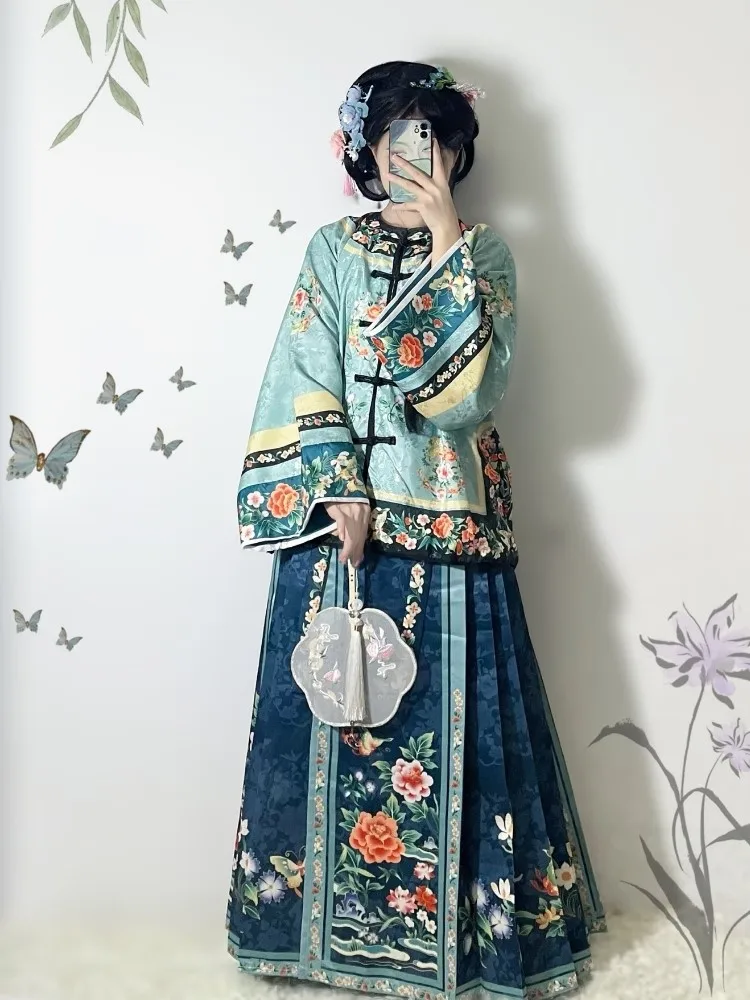 

Женский древний костюм династии Хань с разрезом спереди и круглым вырезом, тяжелая юбка с принтом, платье в стиле ханьфу