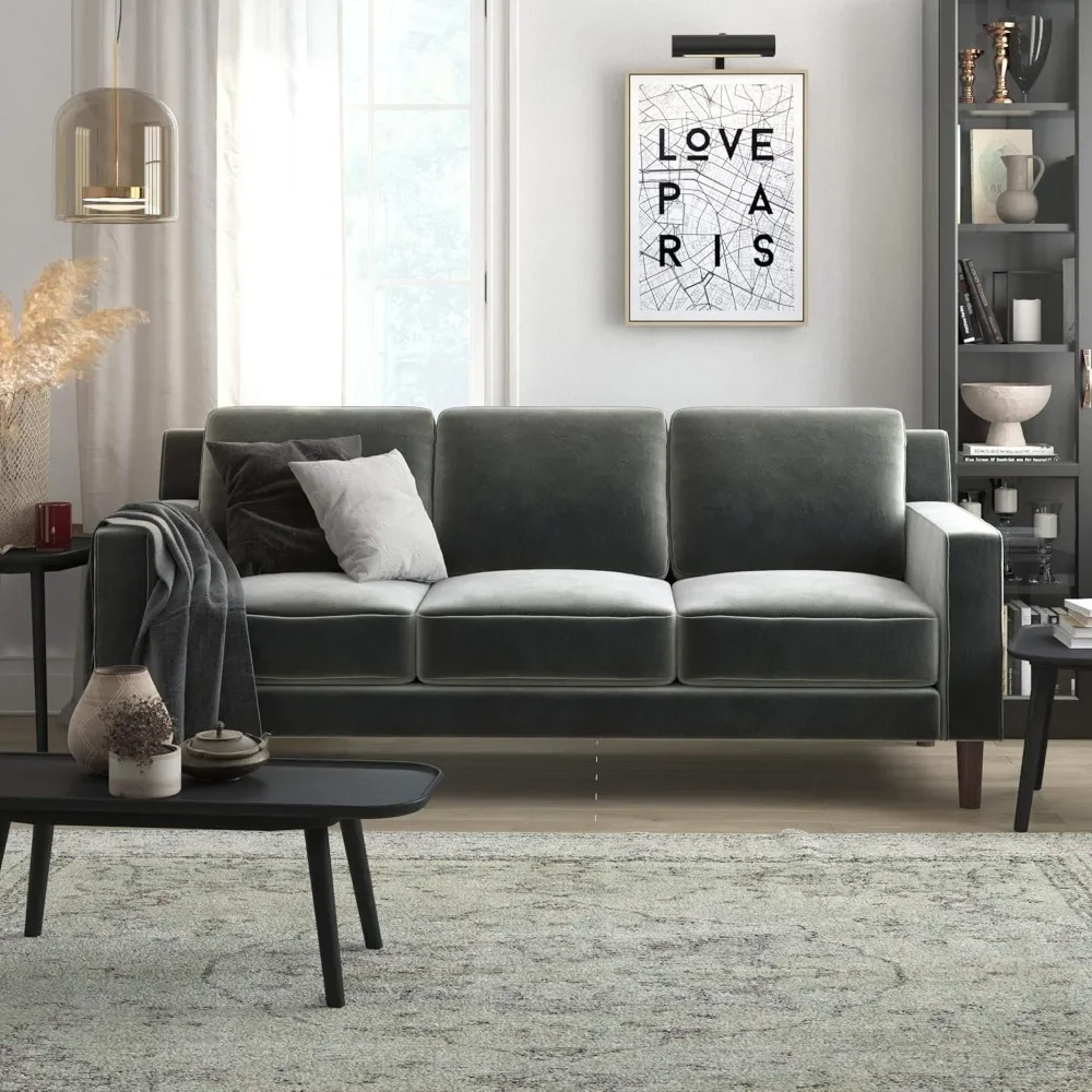 

Three-seat Sofa, Grey Velvet
