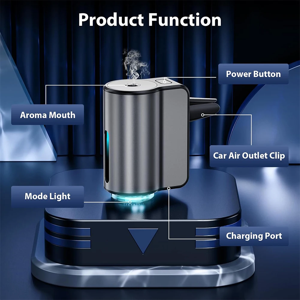 Smart Car Air Freshener with 3 Essential Oil Car Air Freshener Diffuser Electric Aroma Diffuser for Removing Odors Car Accessory