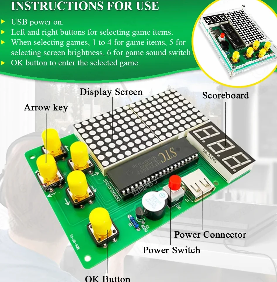 

Набор «сделай сам», изготовление пиксельных игр, проект электронной пайки, обучение сборке печатных плат