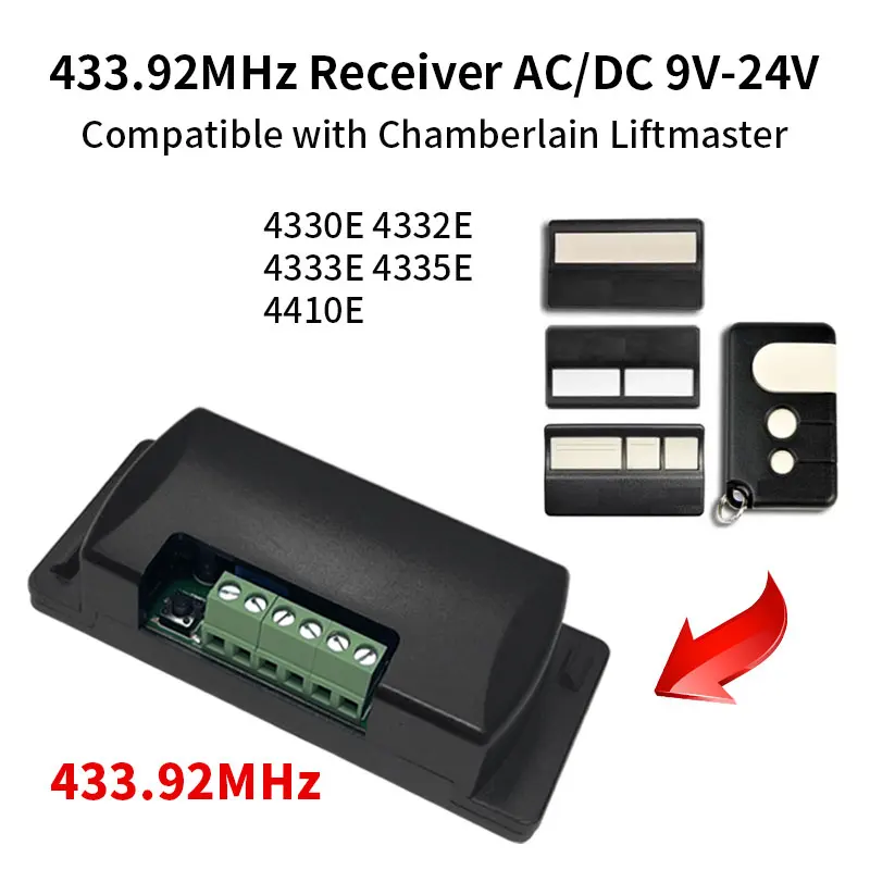 AC DC 9V-24V Receiver For liftmaster BND 4335E  94335E 971LM 373LM 81LM garage door remote receiver 315mhz/390mhz/433.92mhz