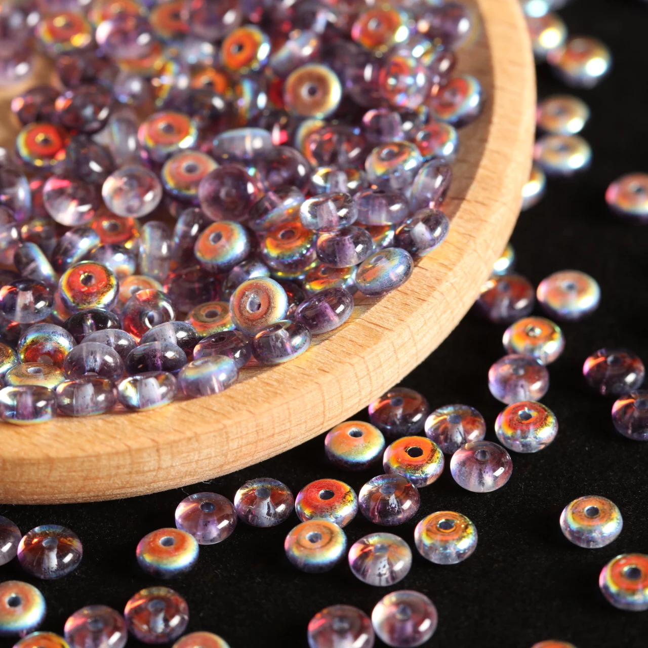 800pcs 3x6mm Transparent Violet Flat Round Abacus Wheel Glass Loose Spacer Beads Bulk for Craft Necklace Beading Supplies