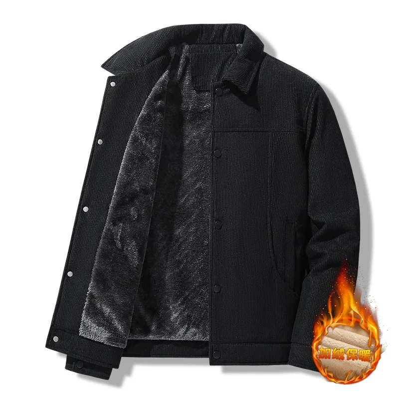 

2025 Autumn/Winter Men's Utility Denim and Lambskin Wool Coat Men's Winter Insulated Jacket Coat Cotton Coat Men