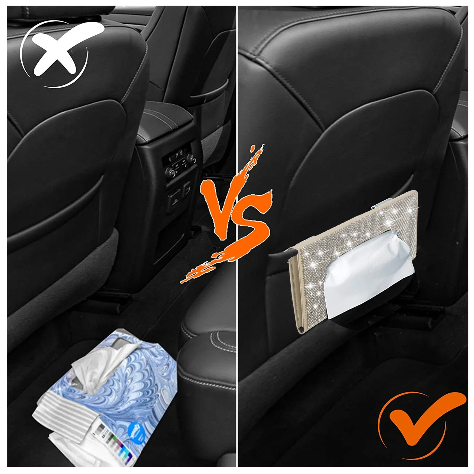 

Alipis Car Visor Tissue Holder Rhinestone Napkin Dispenser Stylish Sun Visor Box for Vehicle Car Owners Gift Present