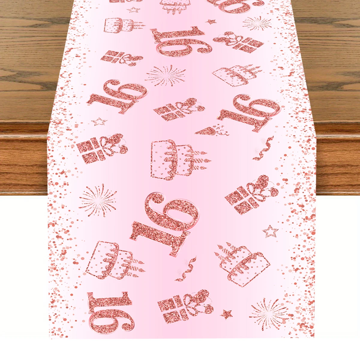 35*180cm Pink Gold 16th Birthday Table Runner Happy Birthday Party Decorations Home Decor Shiny Background Decor Table Cover