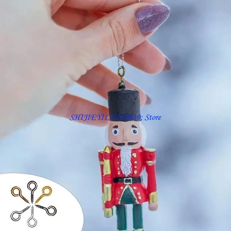 

E21F 600Pcs Small Screw Eye Needles 6 Colors Eye Hook Eyelet Screw Thread Hooks