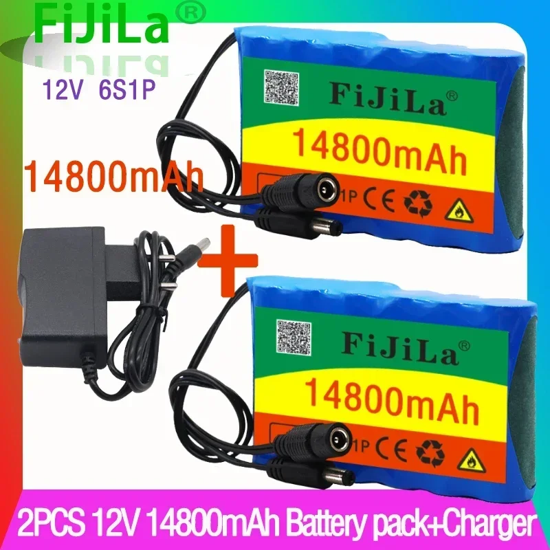 100% original 12V battery pack 14.8Ah 18650 Rechargeable Lithium Ion battery pack capacity DC 12.6V 14800mAh CCTV Cam Monitor