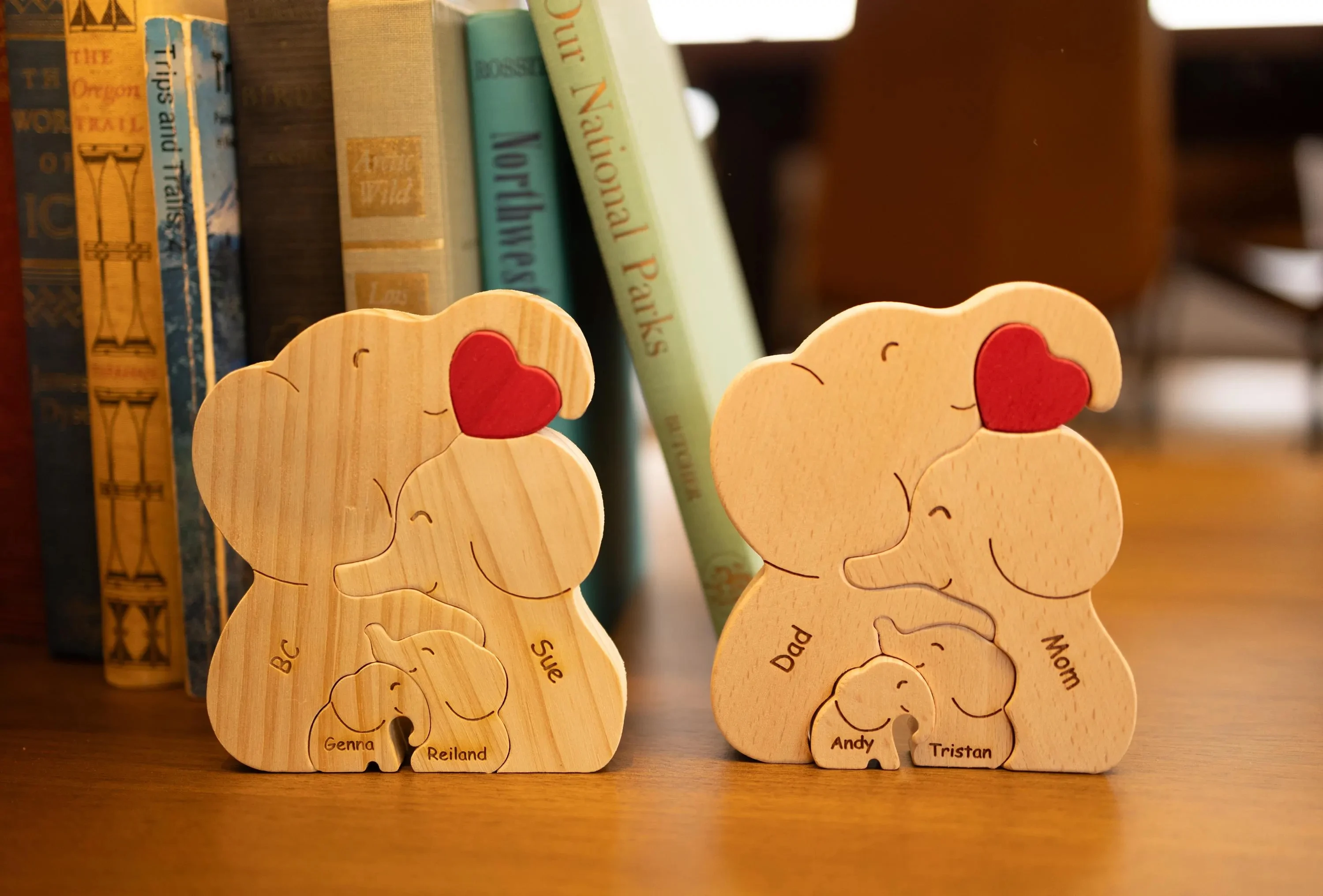 Personalized Wooden Family Puzzle,Gift for family and Christmas Home Decor, Elephant keepsakes for Mum, dad,Granny,elephant gift