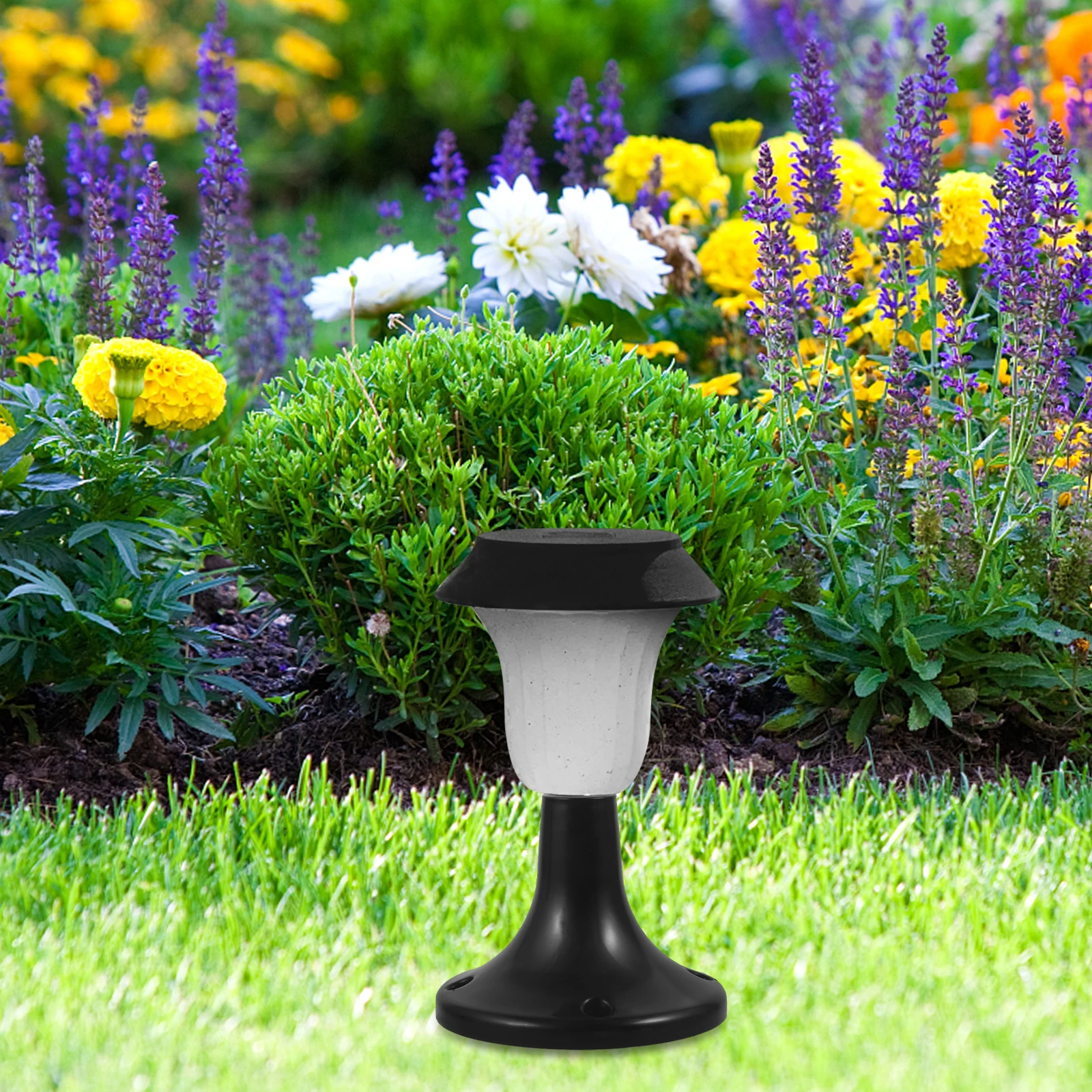 

2 Pcs Lawn Lamp Base Garden Holder Light Yard Outdoor Ground Post Mounted Black Replacement