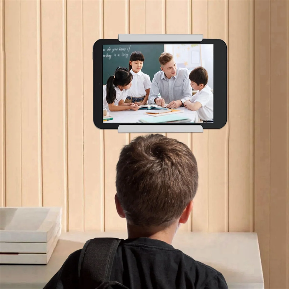 حامل تابلت ABJU على الحائط ثابت بواسطة حامل لوحي لاصق أو لولبي لقارئ E //E باللون الأبيض