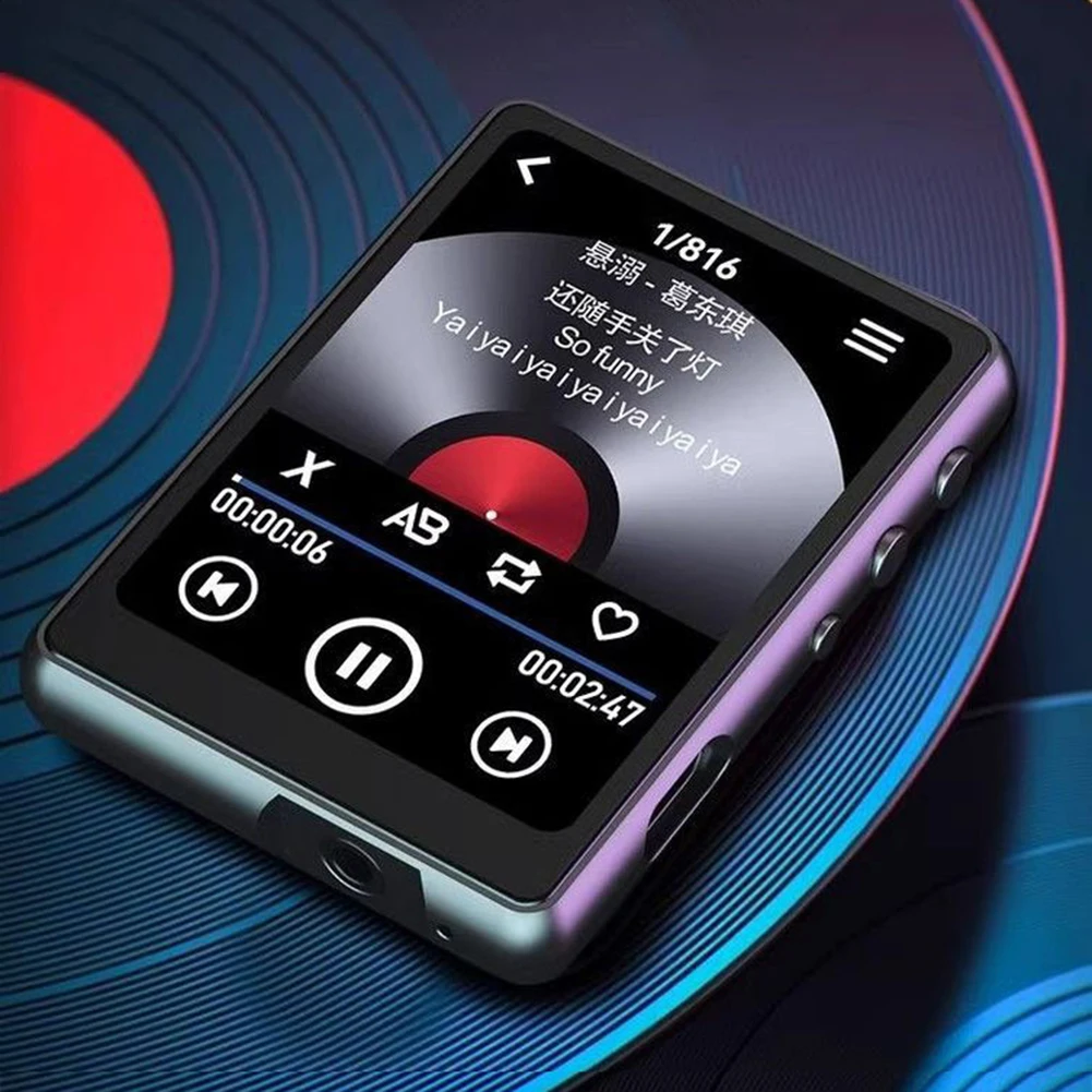 Reproductor MP3 MP4 con pantalla táctil completa, reproductor de música sin pérdidas, compatible con Bluetooth, HiFi MP4 Walkman con altavoz, FM/E-Book/grabadora